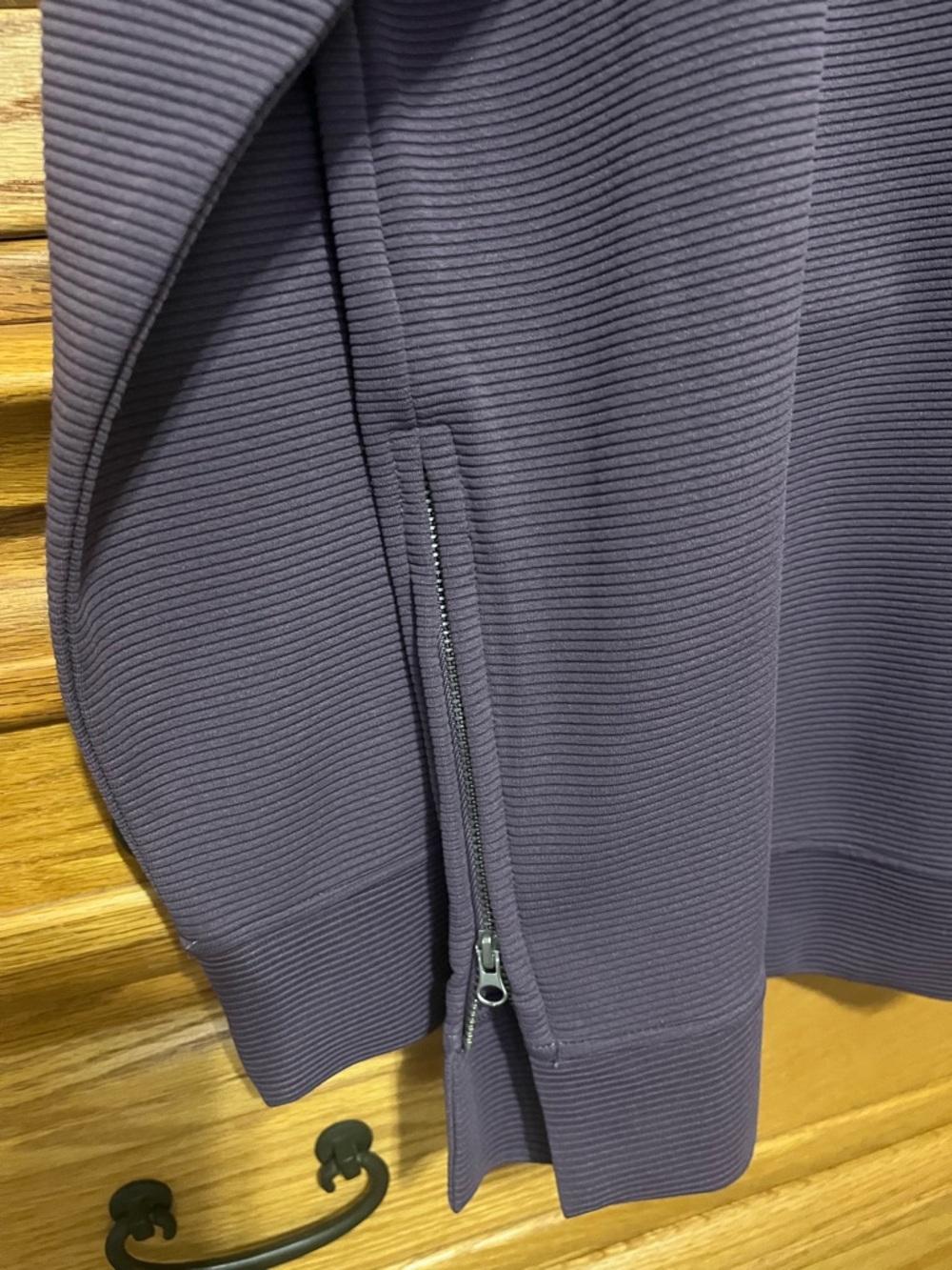 Danskin Purple Ribbed Crewneck Tunic With Side Zippers - Medium - Picture 3 of 3